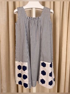 MASALA KIDS Boho Indigo Thin Stripe Cotton Pocket Ziva Sun Dress 3T NWT